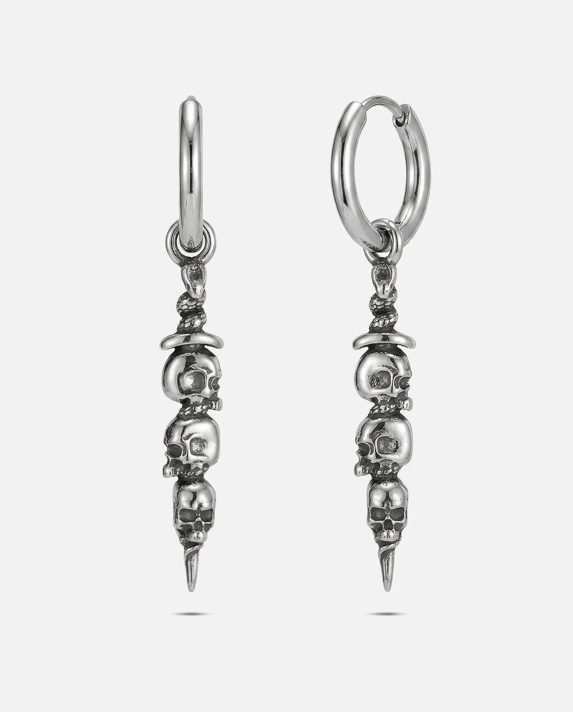 TRIPLE SKULL SPIKE EARRINGS