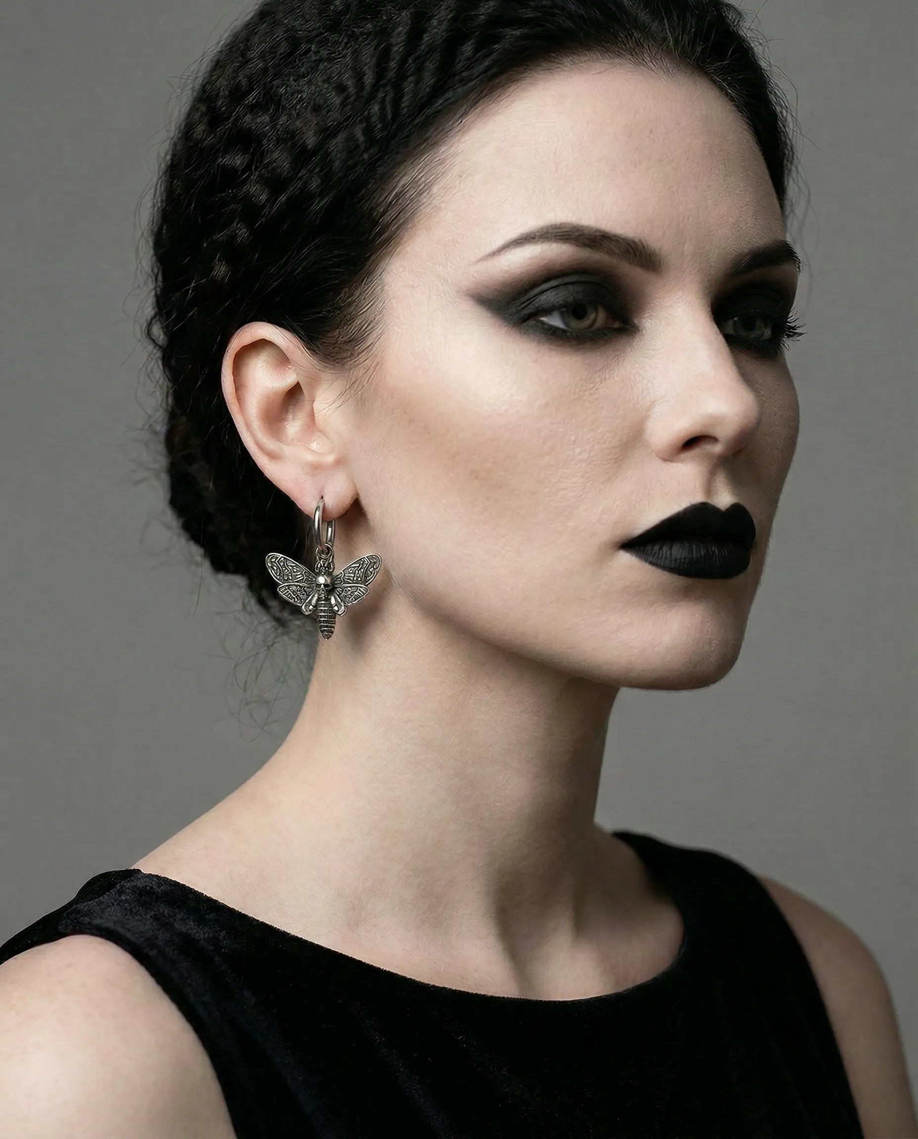 DEATH'S HEAD MOTH HOOP EARRINGS